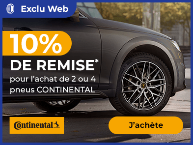 10% de remise immédiate* pour l'achat de 2 ou 4 pneus CONTINENTAL