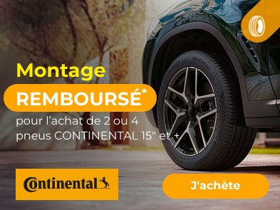 Montage remboursé pour l'achat de 2 ou 4 pneus CONTINENTAL 15