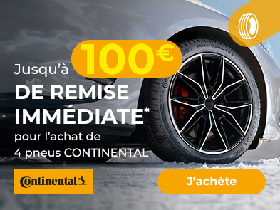 Jusqu'à 100€ de remise immédiate pour l'achat de 4 pneus CONTINENTAL