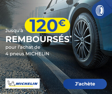 Jusqu'à 120€ remboursés* pour l'achat de 4 pneus MICHELIN