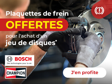 Plaquettes de frein offertes pour l'achat d'un jeu de disques