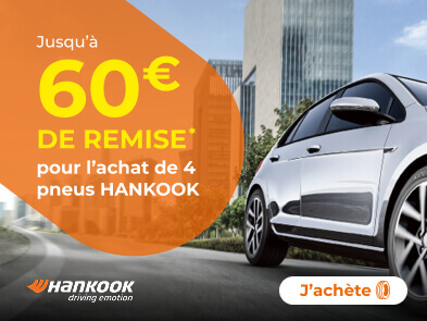 Jusqu'à 60€ de remise pour l'achat de 4 pneus HANKOOK