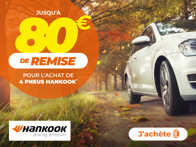 Jusqu'à 80€ de remise immédiate pour l’achat de 4 pneus HANKOOK
